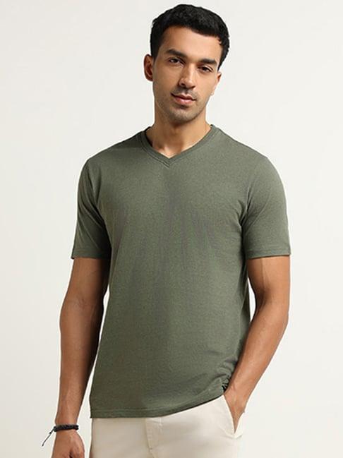 wes casuals by westside green solid slim-fit t-shirt