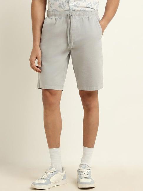 wes casuals by westside grey relaxed fit shorts