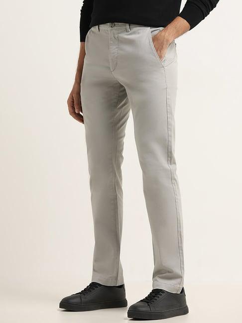 wes casuals by westside grey slim fit mid rise chinos