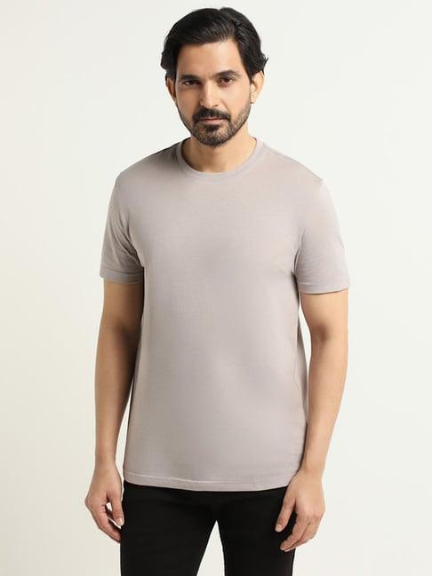 wes casuals by westside light grey slim fit t-shirt