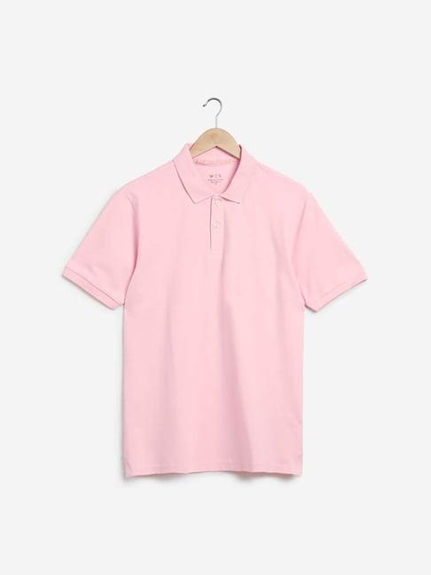 wes casuals by westside light pink relaxed-fit polo t-shirt