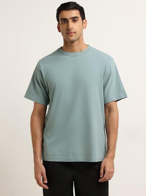 wes casuals by westside light teal relaxed fit t-shirt
