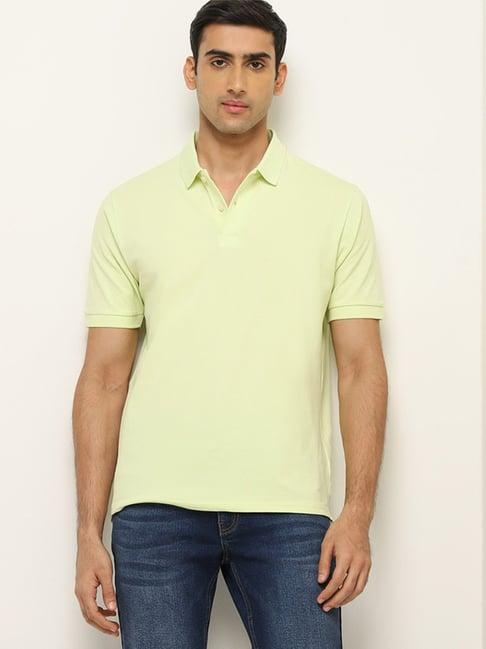 wes casuals by westside lime solid relaxed fit polo t-shirt