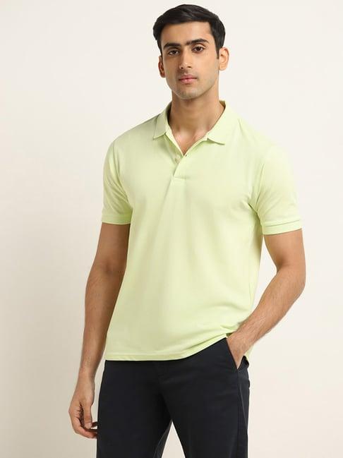 wes casuals by westside lime solid slim fit polo t-shirt