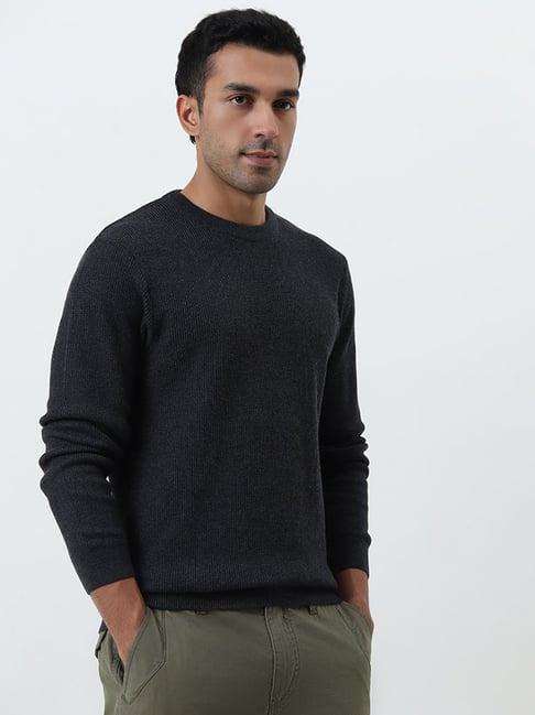 wes casuals by westside navy textured slim-fit sweater