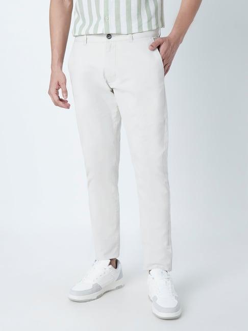 wes casuals by westside off-white slim-fit chinos