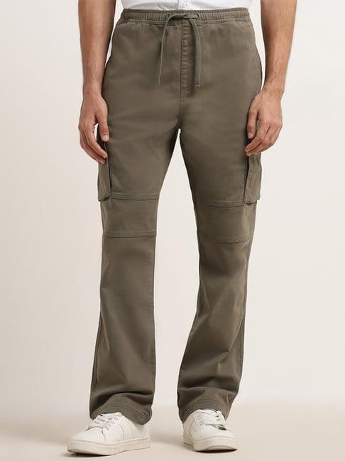 wes casuals by westside olive relaxed-fit cotton blend cargo pants