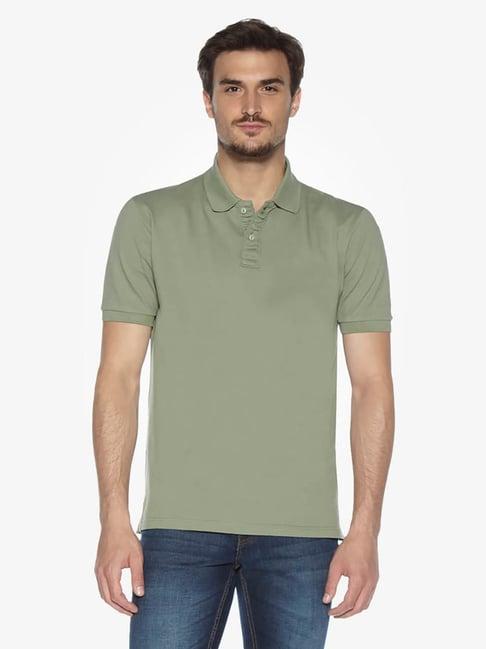 wes casuals by westside olive relaxed fit polo t-shirt