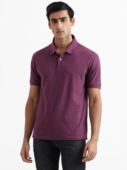 wes casuals by westside solid mauve relaxed fit t-shirt