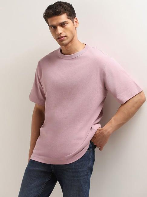 wes casuals by westside solid pink oversized t-shirt