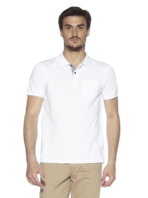 wes casuals by westside white slim fit polo t-shirt