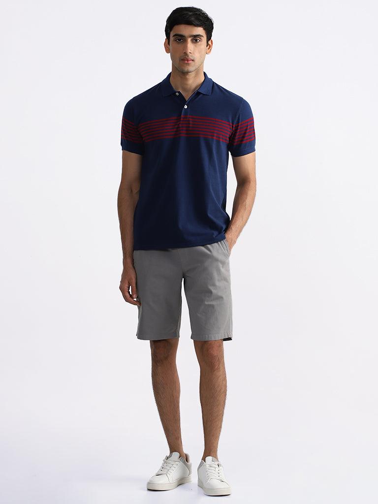 wes casuals navy blue polo neck t-shirt