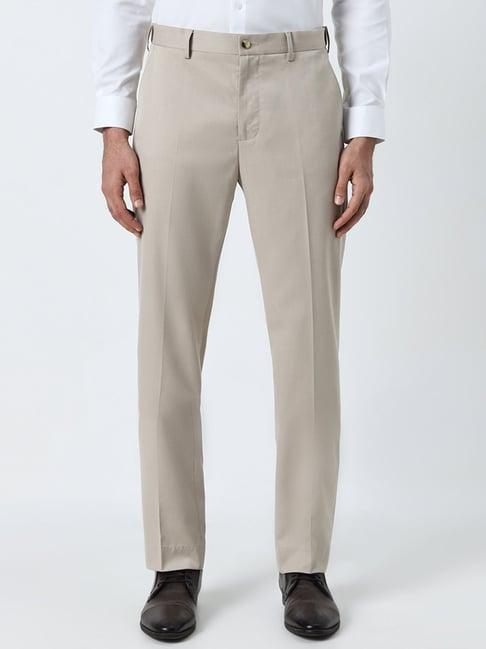 wes formals by westside beige mid-rise relaxed-fit trousers