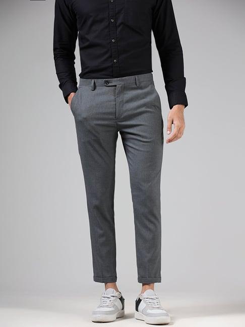 wes formals by westside grey carrot fit trousers