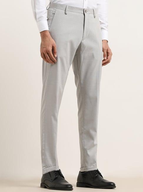 wes formals by westside grey houndstooth carrot-fit mid-rise trousers