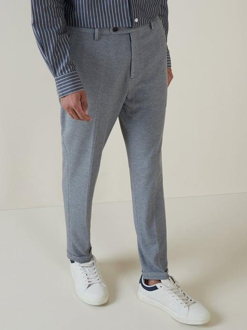 wes formals by westside grey melange carrot-fit trousers