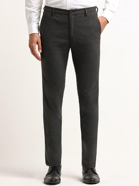 wes formals by westside grey mid-rise carrot-fit trousers