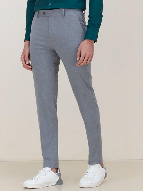 wes formals by westside grey ultra-slim fit trousers