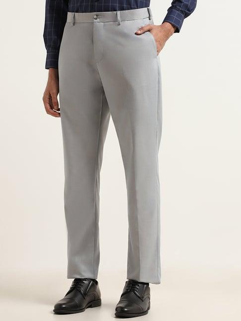 wes formals by westside light grey relaxed fit trousers