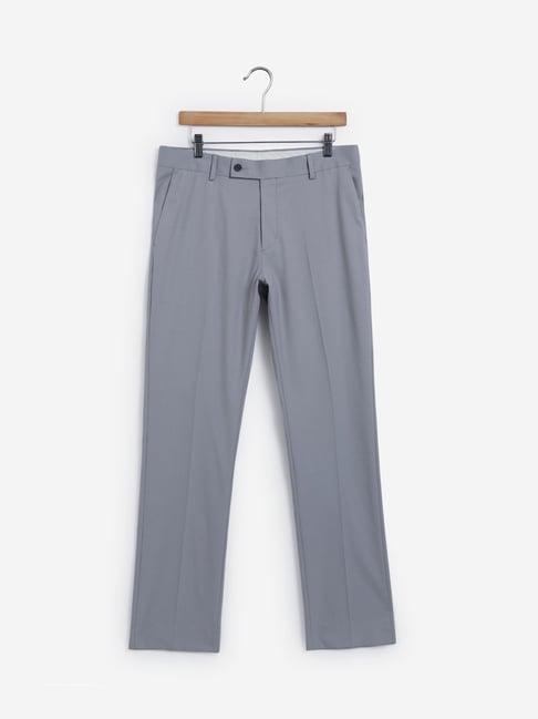 wes formals by westside light grey relaxed fit trousers