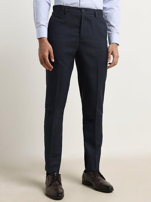 wes formals by westside navy relaxed-fit mid-rise trousers