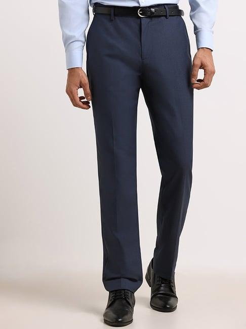 wes formals by westside navy straight fit trousers