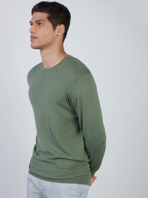 wes formals by westside olive slim-fit knit sweater