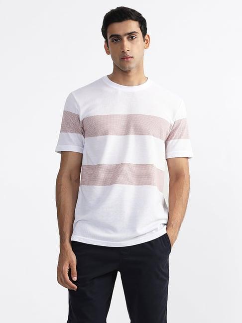 wes lounge & innerwear by westside white striped relaxed fit t-shirt