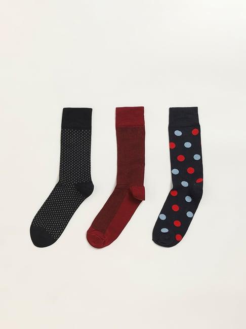 wes lounge by westside assorted printed full-length socks - pack of 3