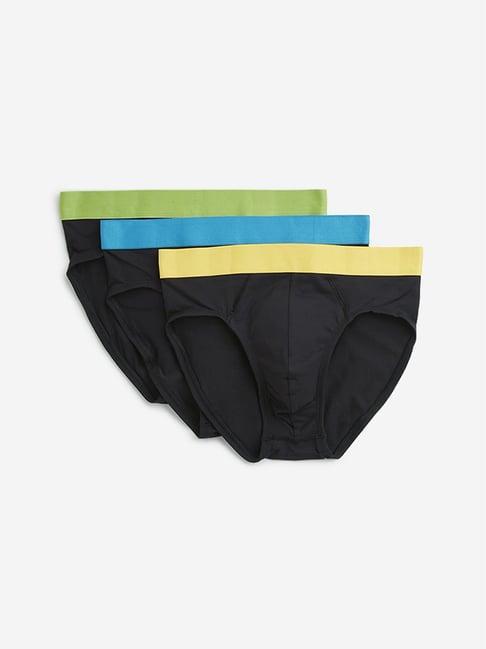 wes lounge by westside black cotton blend briefs - pack of 3