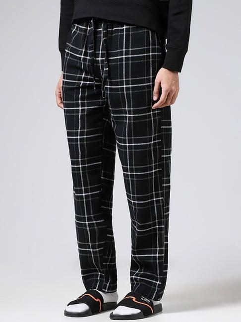 wes lounge by westside black plaid checked relaxed fit pyjamas