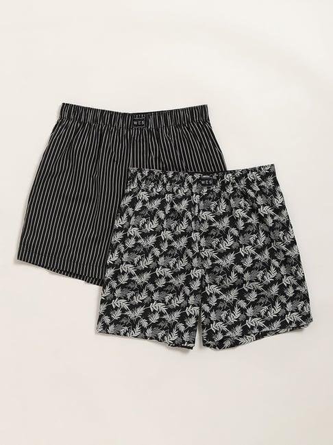 wes lounge by westside black printed boxers - pack of 2