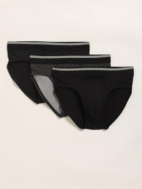 wes lounge by westside black printed relaxed fit briefs - pack of 3