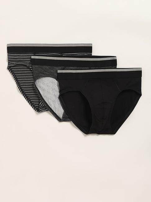 wes lounge by westside black relaxed fit briefs - pack of 3