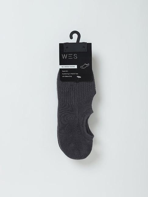 wes lounge by westside charcoal no-show socks - set of 3