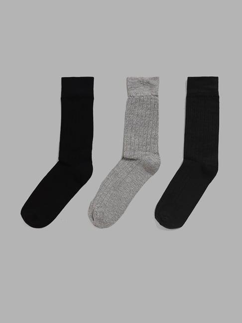 wes lounge by westside emerald grey full length socks - pack of 3