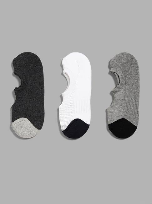 wes lounge by westside grey melange no show socks- pack of 3