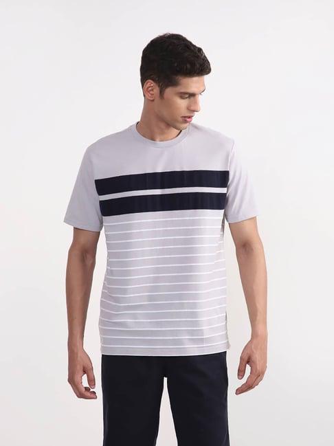 wes lounge by westside grey striped relaxed-fit t-shirt