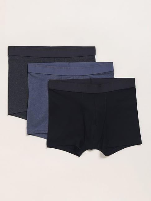 wes lounge by westside plain blue trunks - pack of 3