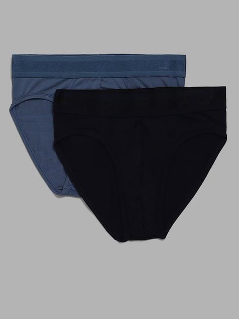 wes lounge by westside powder blue & black briefs - pack of 2