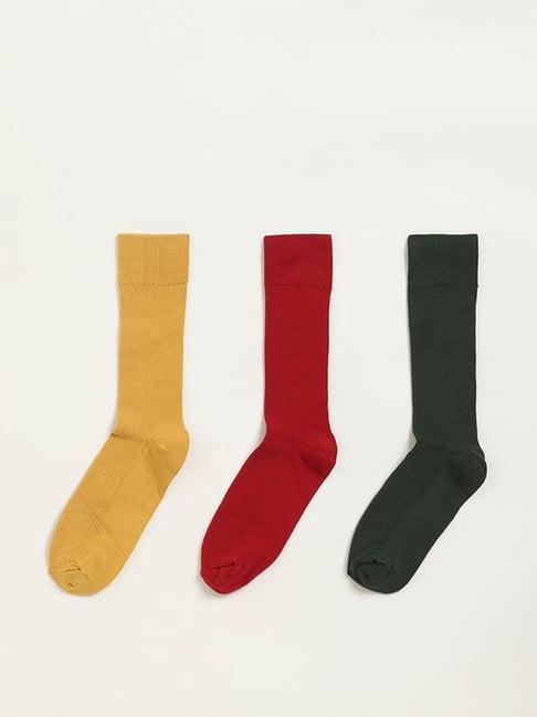 wes lounge by westside solid assorted full-length socks - pack of 3