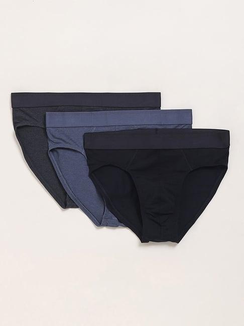 wes lounge by westside solid blue briefs - pack of 3