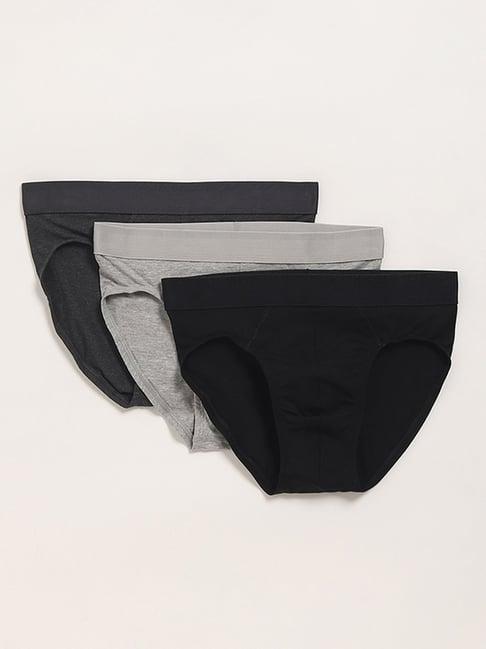 wes lounge by westside solid grey briefs - pack of 3