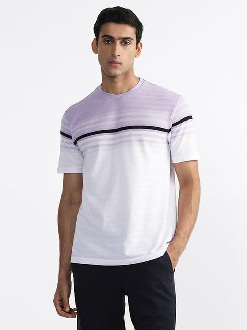 wes lounge by westside striped lilac-colored relaxed-fit t-shirt