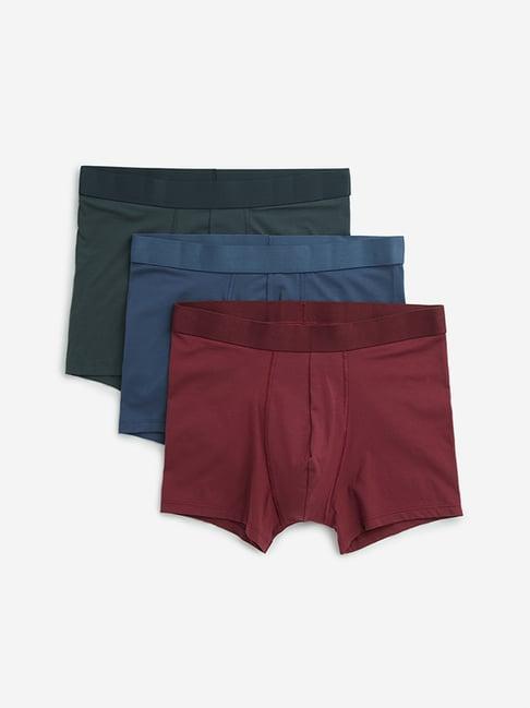 wes lounge by westside teal cotton blend trunks - pack of 3