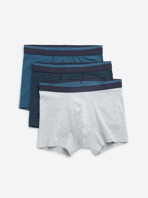 wes lounge by westside teal printed cotton blend trunks - pack of 3