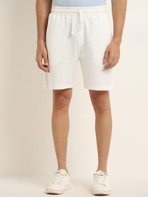 wes lounge by westside white mid-rise relaxed fit shorts