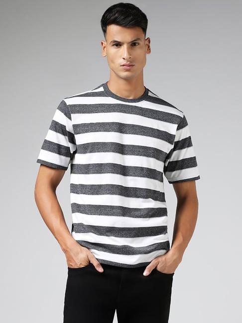 wes lounge by westside white striped relaxed fit t-shirt