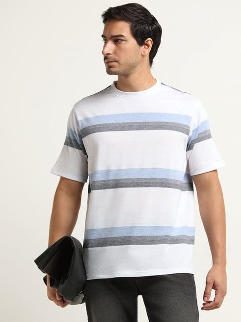 wes lounge by westside white striped relaxed-fit t-shirt