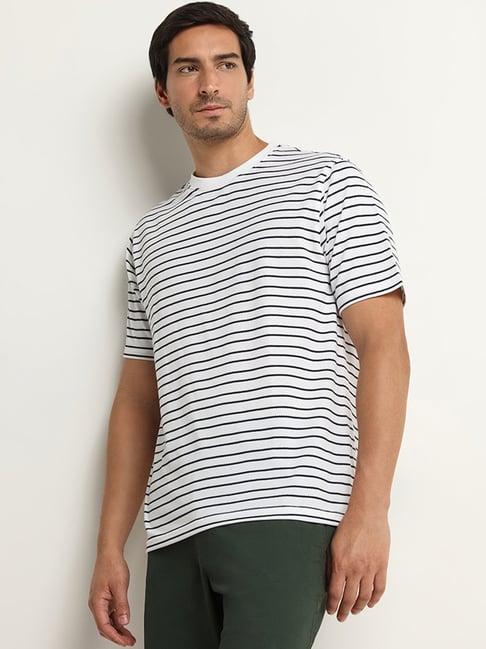 wes lounge by westside white striped relaxed-fit t-shirt